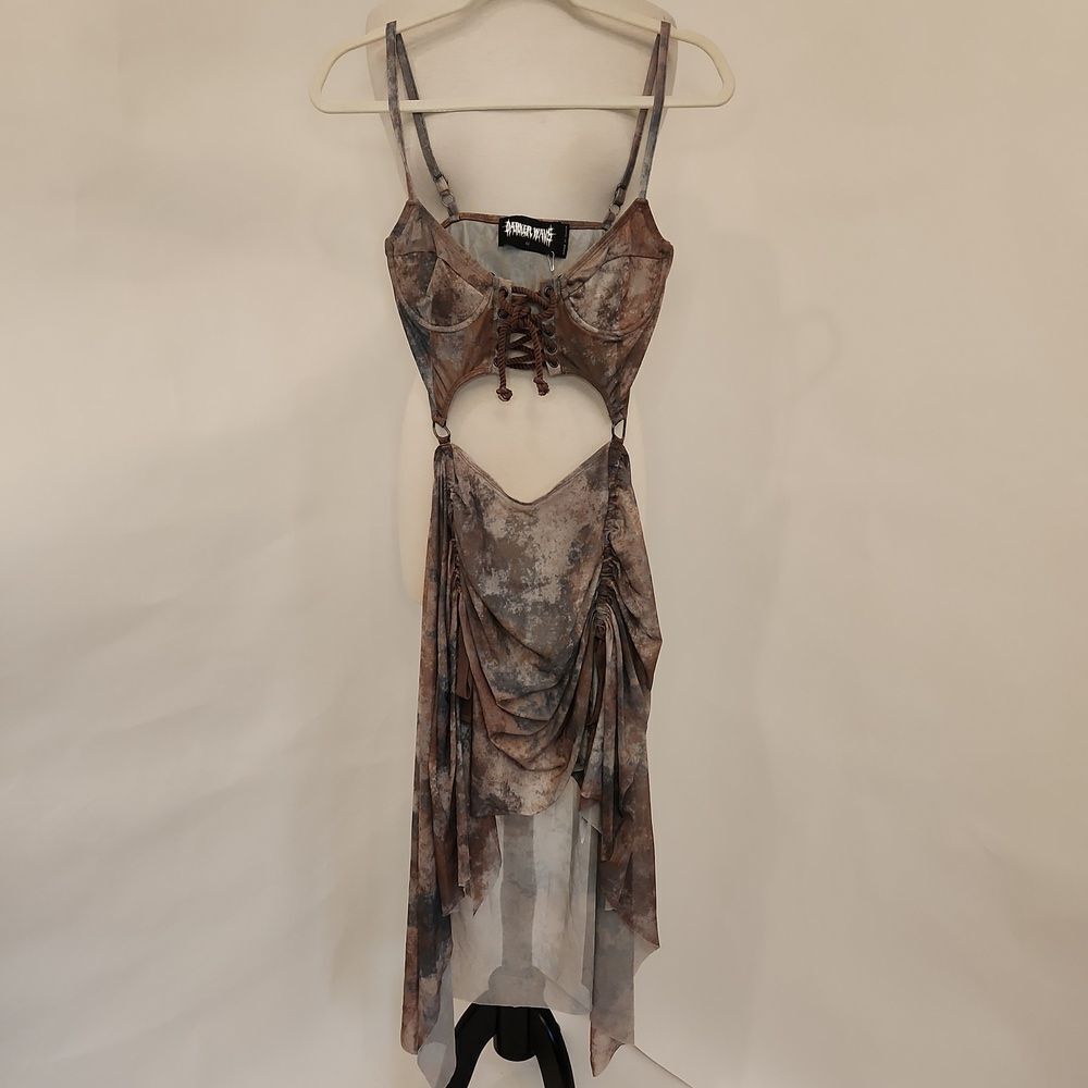Dolls Kill Darker Wavs Fairy Dress With Edgy Lace-Up Tie-Dye Size S NWOT